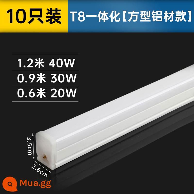 Đèn tuýp led t5 tích hợp giá đỡ đèn trọn bộ dải đèn dài đèn tuýp siêu sáng 1.2 mét đèn huỳnh quang T8 gia đình - Mẫu nhôm vuông tích hợp T8 [10 chiếc]