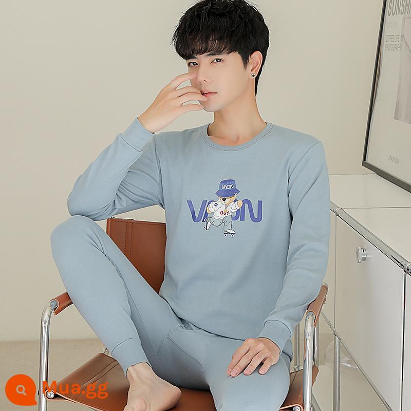 Đàn ông Đồ lót nam giới Đàn nam Cotton Thanh niên Quần áo Autumn Quần áo vệ sinh Thiết lập tóc nóng tất cả các học sinh trung học Cotton Junior - Gấu biển xanh tràn đầy năng lượng