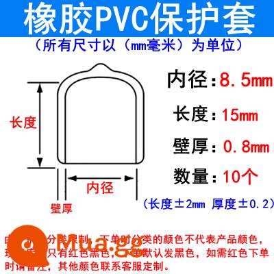 cao su tay áo nhựa ống thép bảo vệ tay áo cap cao su tay áo dây con dấu đầu nắp cao su vít khối cắm chủ đề nắp bảo vệ - Đường kính trong 8.5mm (giá 10)