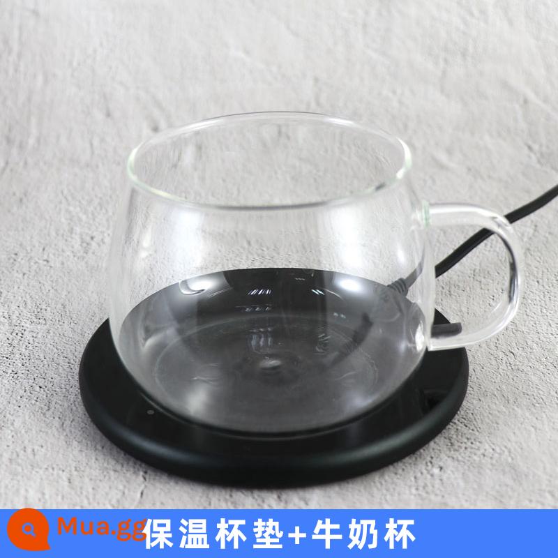 Qingjian nhiệt độ không đổi làm nóng Coaster có thể điều chỉnh nhiệt độ cách nhiệt căn cứ 55 độ cốc ấm ký túc xá văn phòng sữa nóng hiện vật - Công nghệ Đen + Cốc Sữa