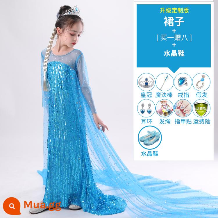 Váy công chúa Aisha nữ mới bé gái quần áo trẻ em váy sinh nhật Frozen váy Aisha cao cấp - Váy+mua một tặng 8+giày