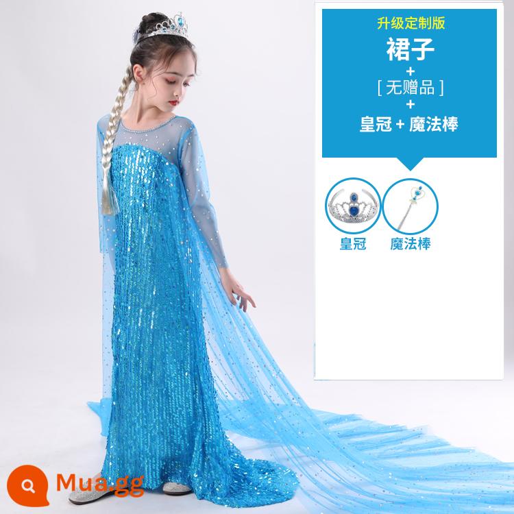 Váy công chúa Aisha nữ mới bé gái quần áo trẻ em váy sinh nhật Frozen váy Aisha cao cấp - Váy + Vương Miện Đũa Thần