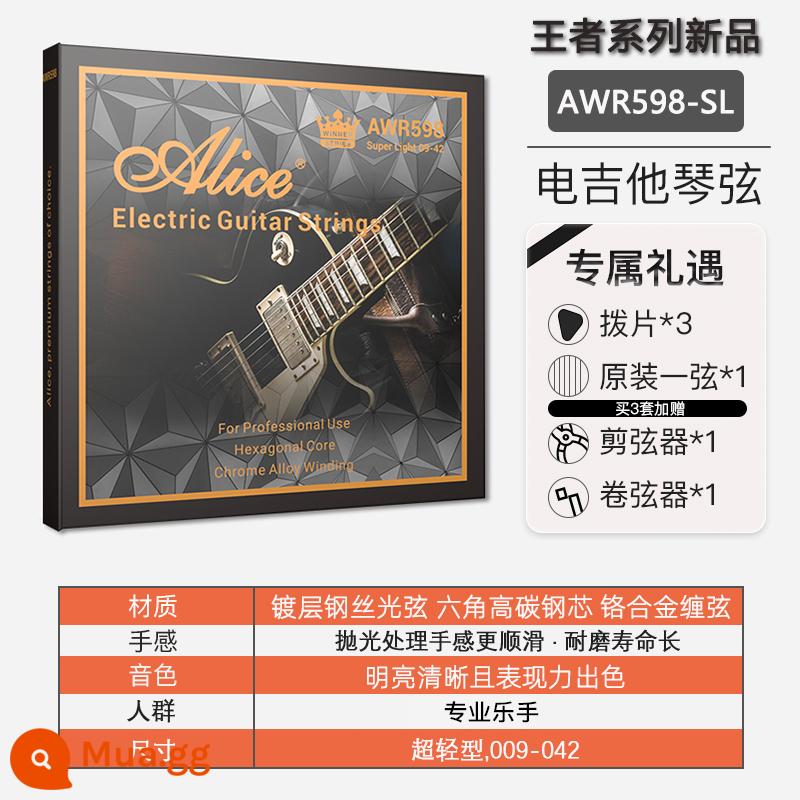 Alice Alice Dây Đàn Guitar Điện King Awr58 Phủ 598 Dây Đàn Guitar Bộ 7 Miếng - AWR598-SL (dây 09-42 dành cho người chơi chuyên nghiệp, hợp kim chrome)