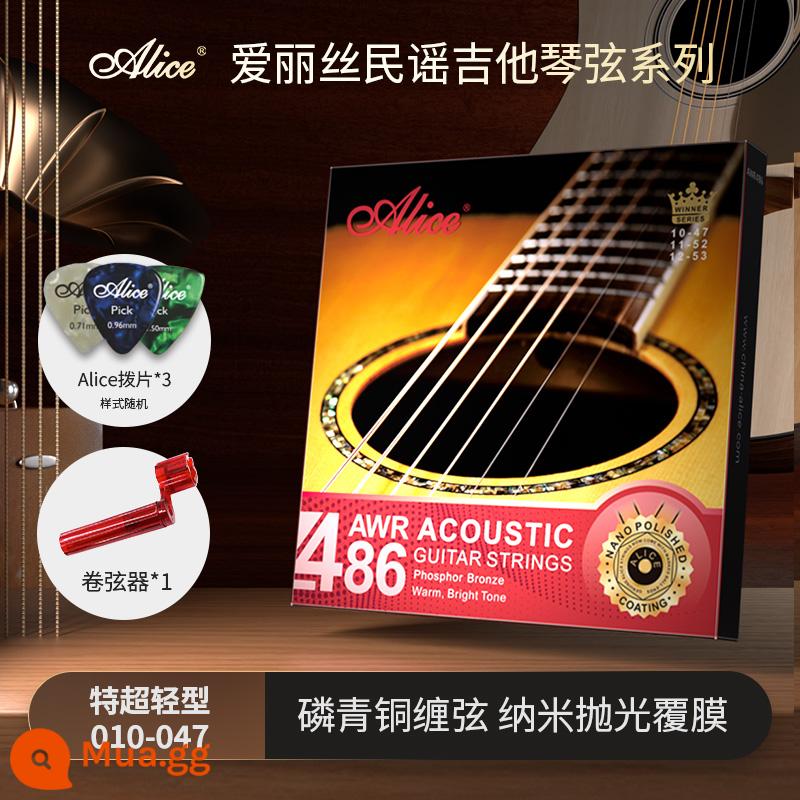 Alice Alice Dây Đàn Guitar Bộ Dân Gian Acoustic Aw438 Chất Lân Quang Bộ Với Lớp Phủ Chống Rỉ Sét - AWR486-XL (lớp phủ đánh bóng đồng phốt pho 10-47 nanomet)