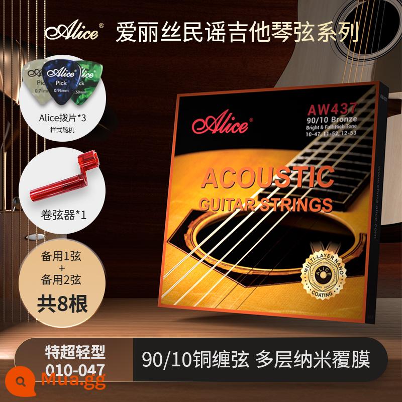 Alice Alice Dây Đàn Guitar Bộ Dân Gian Acoustic Aw438 Chất Lân Quang Bộ Với Lớp Phủ Chống Rỉ Sét - AW437-XL (lớp phủ nano nhiều lớp bằng đồng 10-47)