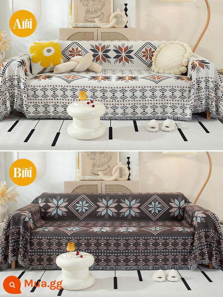 Bắc Âu Ins Gió Mùa Hè Đa Năng Sofa Khăn Vải Full Bọc Ghế Sofa Đệm Bao Chăn Đơn Ba Người Bốn Mùa Đa Năng - Lá phong [Đảo ngược]