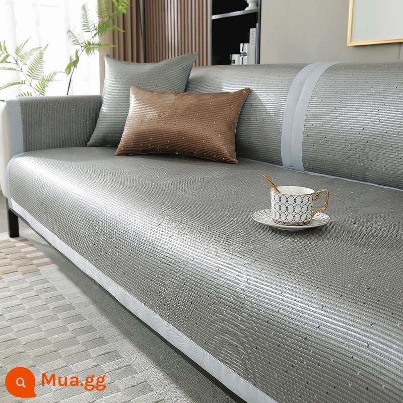 Mùa Hè Băng Lụa Sofa Đệm Chống Trơn Trượt Ngồi Đệm Giặt Bốn Mùa Đa Năng Thảm Mát Thảm Mây Bọc Ghế Sofa băng Thảm - Mo Ning-Xám bạc