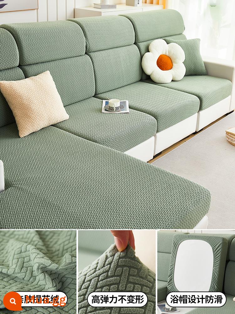 Vỏ sofa đa năng, trọn gói, không cần đo, một bộ sofa chống trượt đa năng, vỏ đệm sofa, ga trải sofa co giãn - Lưới xiên màu xanh bạc hà