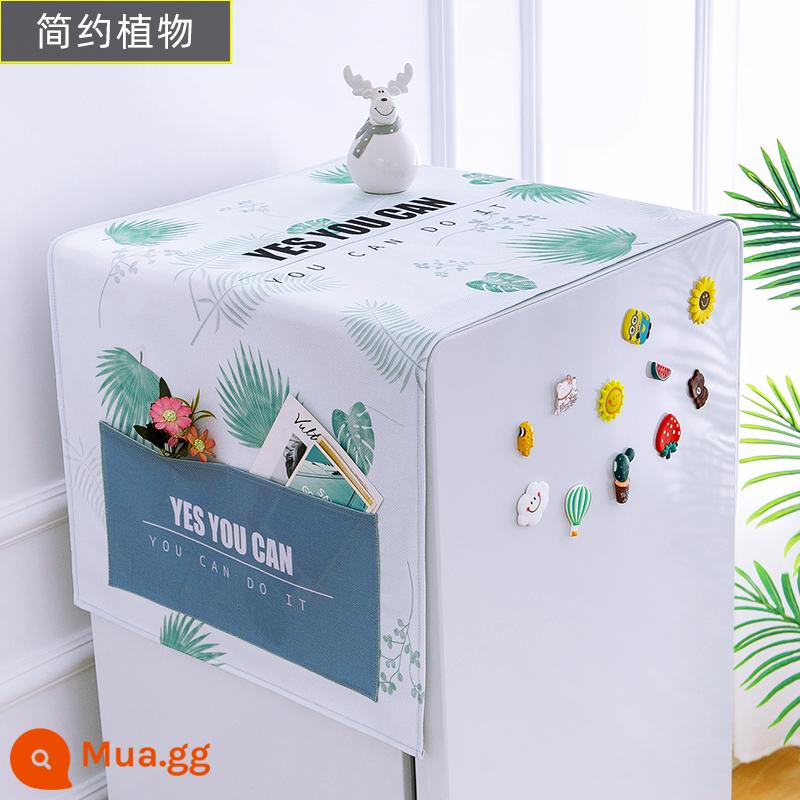 Bọc tủ lạnh vải đơn cửa đôi tủ lạnh top bụi máy giặt lò vi sóng bụi vải bìa phổ phổ khăn bìa - cây đơn giản