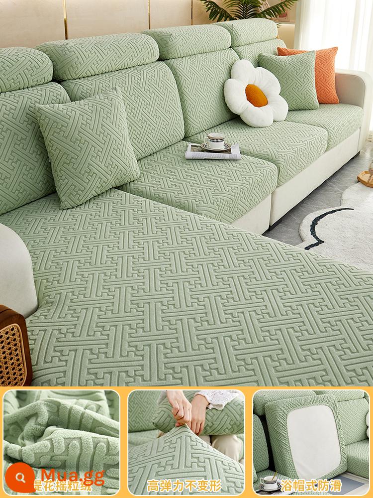 Vỏ sofa đa năng, trọn gói, không cần đo, một bộ sofa chống trượt đa năng, vỏ đệm sofa, ga trải sofa co giãn - Màu xanh bạc hà đơn giản