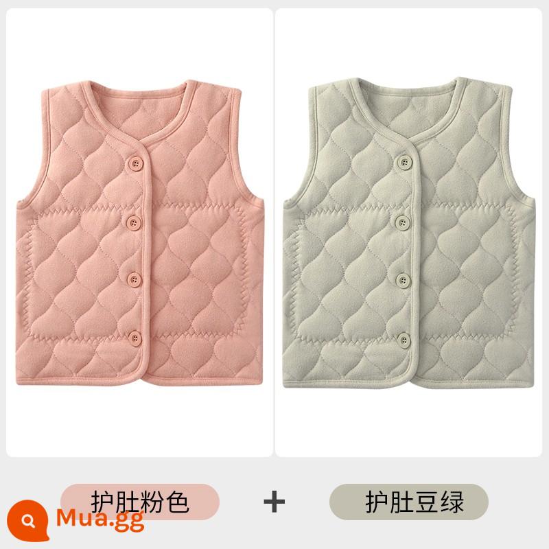 Áo Vest Trẻ Em Áo Bé Gái Dày Plus Nhung Ấm Sát Hình Bé Trai Mặc Áo Vest Cotton Cho Bé Thu Đông - Hồng + đậu xanh