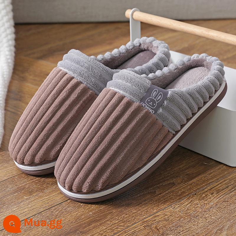 Mùa Đông Dép Bông Nam Bao Đầu Trong Nhà Ấm Giày Hộ Gia Đình Đáy Dày Lông Sang Trọng Nam Cotton Thu Đông r - Đậu Đậu 484