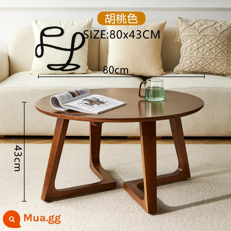 Tất cả bàn cà phê tròn bằng gỗ nguyên khối căn hộ nhỏ sofa phòng khách bên thương lượng một vài sự kết hợp bàn trà hộ gia đình ins log Nhật Bản - Màu óc chó - rộng 80 cao 43