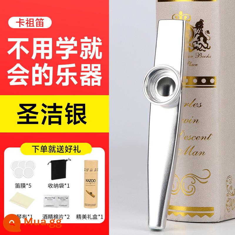 Đẳng cấp biểu diễn sáo Metal Kazu kazoo sáo mới sáo Zuka đệm guitar nhạc cụ không cần học - Bạc thần thánh + trọn bộ quà tặng sang trọng