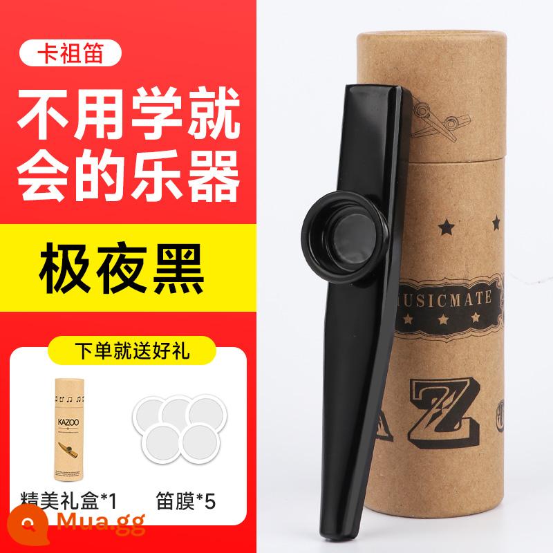 Đẳng cấp biểu diễn sáo Metal Kazu kazoo sáo mới sáo Zuka đệm guitar nhạc cụ không cần học - Extreme Night Black + 5 miếng màng sáo + ống sáo