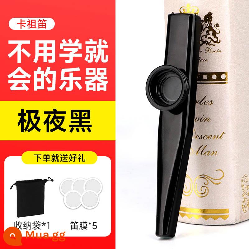 Đẳng cấp biểu diễn sáo Metal Kazu kazoo sáo mới sáo Zuka đệm guitar nhạc cụ không cần học - Extreme Night Black + 5 miếng phim sáo + túi đựng