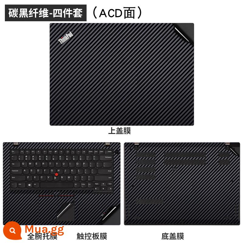 thinkpad Lenovo T16e590 xách tay 14x1 máy tính 2021 miếng dán s1GEN2 vỏ L15Carbon490 máy tính 2022 màng bảo vệ 13e480t470p3x390x280s5 - Bộ 4 món màu đen sợi carbon