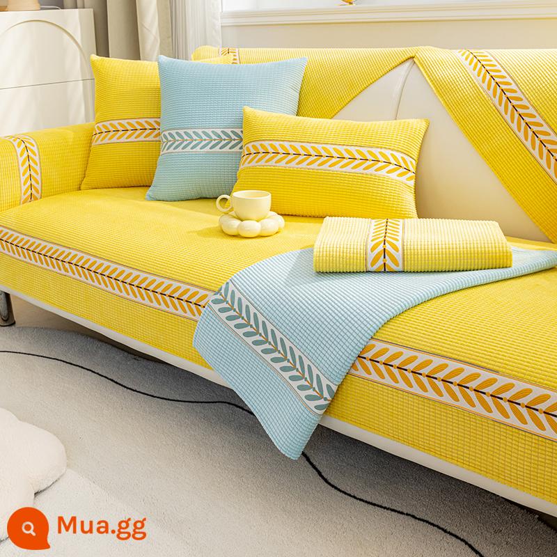 Sofa Đệm Bốn Mùa Đa Năng Đệm Ghế Chống Trơn Trượt Đơn Giản Hiện Đại Hoạt Hình Đệm Ghế Sofa Bao Gồm Tất Cả Đa Năng Bọc Vải - Ruy băng nhung ngô-Vàng [Tốt]