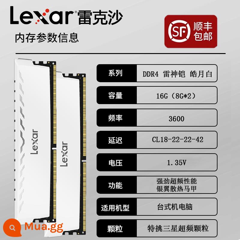 Lexar DDR4 Thor Armor Pluto Armor 8G Samsung Bdie Ép Xung Dạng Hạt Vest Dải Bộ Nhớ Máy Tính Để Bàn - [SF Spot] Lexar Thunder God Armor Haoyue White 16G (8Gx2) 3600 Dải áo ép xung các hạt Samsung được lựa chọn đặc biệt