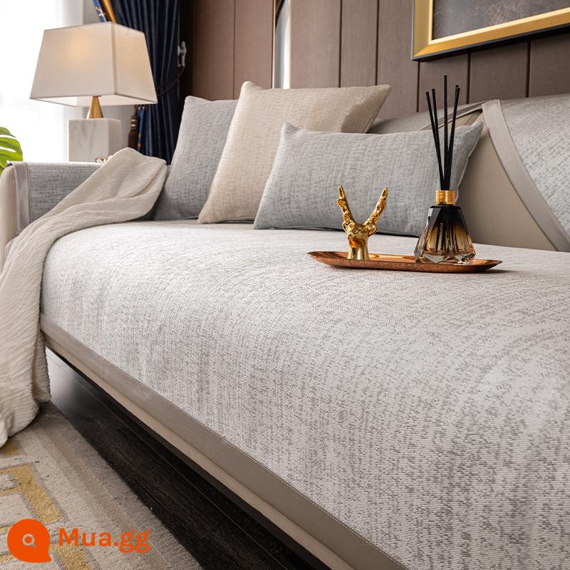 Băng Lụa Sofa Đệm Da Nhẹ Sang Trọng Mùa Hè Thảm Đệm Đơn Giản Hiện Đại Cao Cấp Chống Trơn Trượt Bọc Ghế Sofa Da - Qingyue—màu xám sông băng