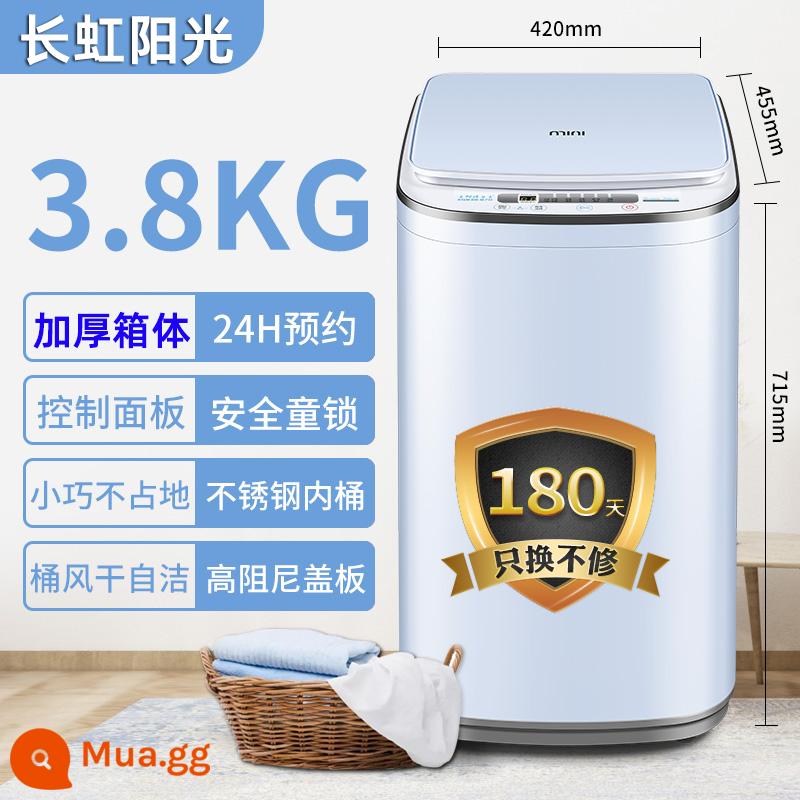 Rongshida máy giặt đồ lót mini hoàn toàn tự động giặt tất trẻ em tạo tác khử trùng ký túc xá - 3,8kg màu xanh (kháng khuẩn kép + mặt kính + vỏ dày + công suất 200W)