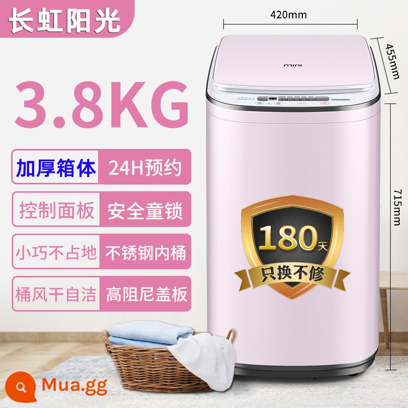 Rongshida máy giặt đồ lót mini hoàn toàn tự động giặt tất trẻ em tạo tác khử trùng ký túc xá - 3.8kg hồng (kháng khuẩn kép + mặt kính + vỏ dày + công suất 200W)