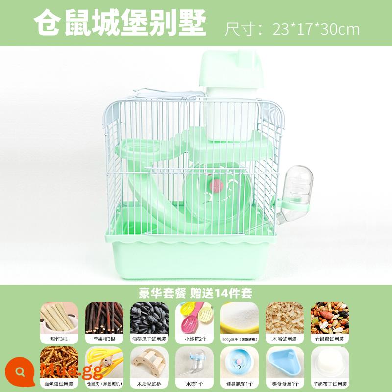 Lồng Hamster Giá Rẻ Biệt Thự Lớn Lồng Gấu Vàng Đặc Biệt Acrylic Nhà Chuột Nhà Nhỏ Hamster Tiếp Liệu Daquan - Gói Deluxe Biệt Thự Lâu Đài Nhỏ Xanh