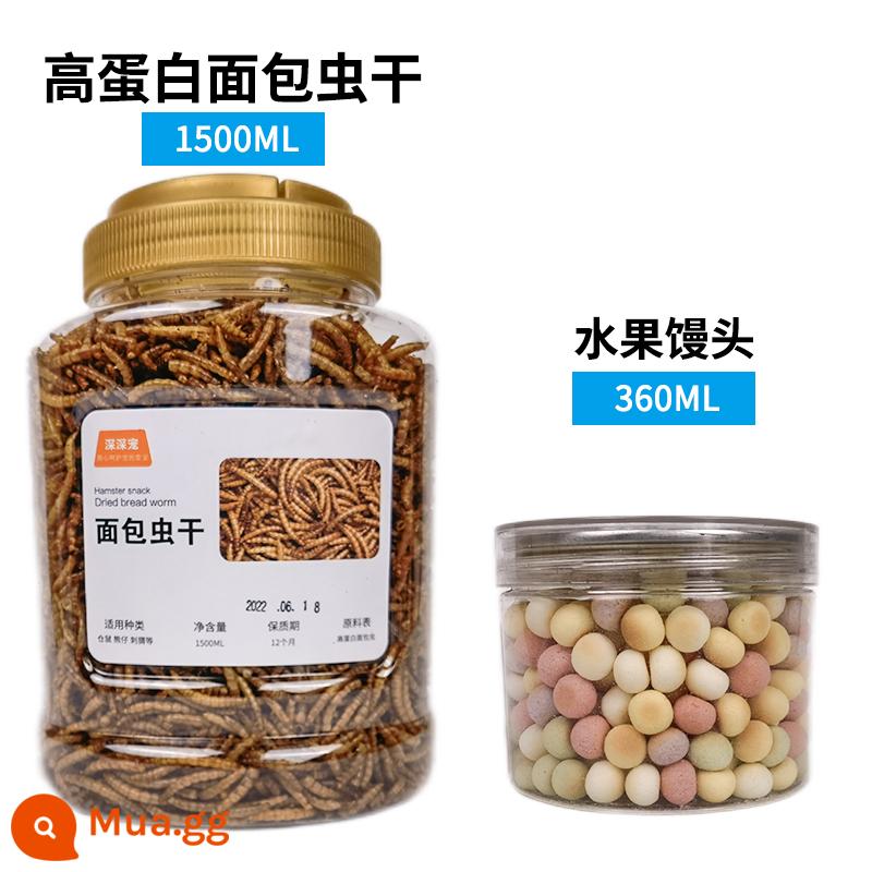 Thức ăn hạt cho chuột Hamster Giun bánh mì gà khô rutin cung cấp cho hamster nhỏ dinh dưỡng chủ yếu thực phẩm ăn nhẹ nhím vẹt thức ăn cho chim - Giun khô + bánh hấp hoa quả 1860ml