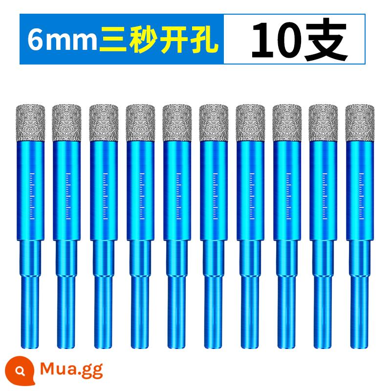 Gạch men khoan kính thủy tinh khoan gạch đá cẩm thạch gốm sứ khoan khoan thủy tinh đặc biệt khô đánh hiện vật Daquan - [Đấm 3 giây] 6 mm (10 miếng)