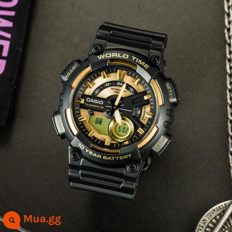 Đồng hồ CASIO nam thể thao chống thấm nước vàng đen đồng hồ thạch anh điện tử đồng hồ nam đồng hồ sinh viên đồng hồ nam AEQ-110BW-9A - AEQ-110BW-9A