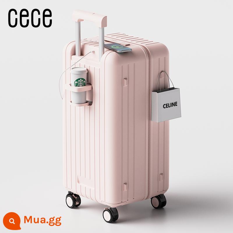 Cece Mới PC Đa Năng Hoa Anh Đào Vali Màu Hồng Bánh Xe Đa Năng Mật Khẩu Vali Xe Đẩy Dung Tích Lớn Dành Cho Nam Và Nữ - quả anh đào