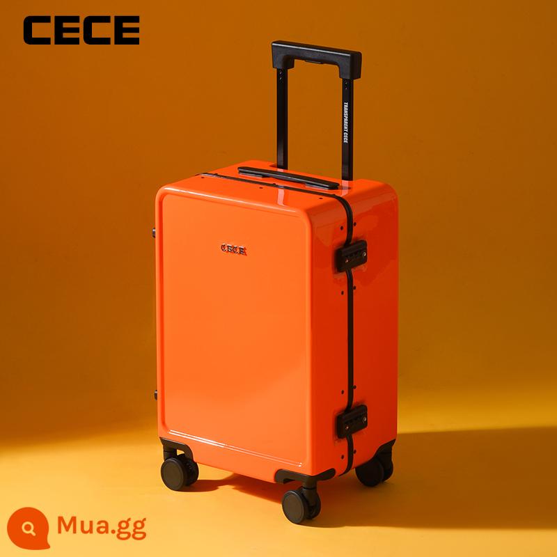 CECE2022 Vali khung nhôm cao cấp mới Vali nội trú 20 inch nữ Vali xe đẩy 24 inch nam câm - Màu cam mùa hè “Tươi sáng, bắt mắt và nồng nàn”