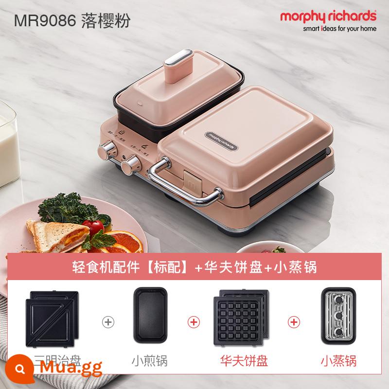 [Tự vận hành] Máy ăn sáng đa chức năng Mofei Máy làm thức ăn nhẹ sandwich Máy nướng bánh quế gia dụng nhỏ - Bột Sakura [cấu hình tiêu chuẩn + nồi hấp + đĩa bánh quế]