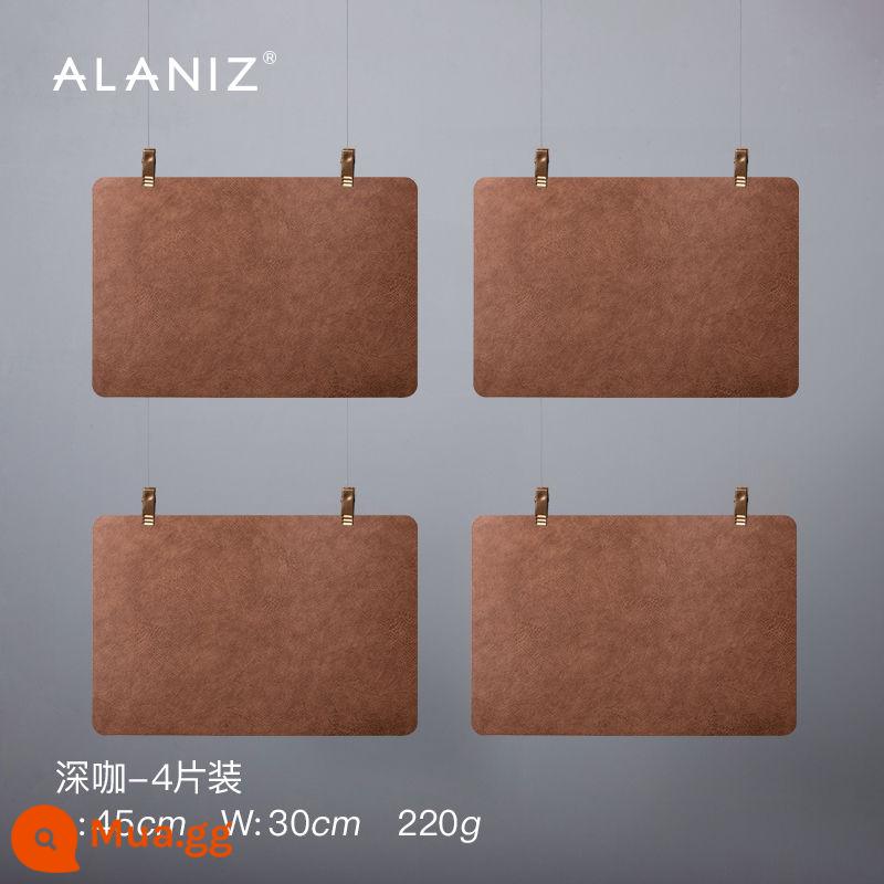 alaniz placemat không thấm nước và dầu chống tấm ăn gia đình mat chống bỏng thực phẩm phương tây mat bát mat rau mat cách nhiệt mat table mat - Thảm lót bàn ăn 2 mặt họa tiết da - cà phê đen (4 miếng)