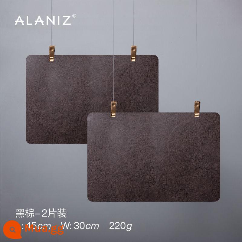 alaniz placemat không thấm nước và dầu chống tấm ăn gia đình mat chống bỏng thực phẩm phương tây mat bát mat rau mat cách nhiệt mat table mat - Tấm lót đĩa hai mặt có kết cấu bằng da - đen và nâu (gói 2)