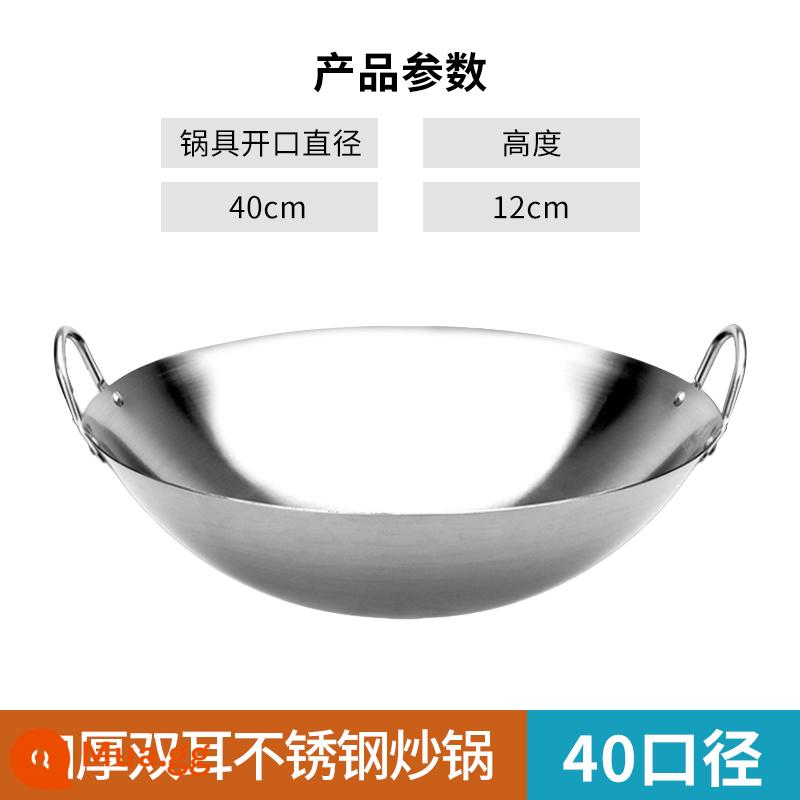 Thép dày bằng thép không gỉ xào lớn -nồi đôi tai tròn không đáy nồi gang đơn -kandle than đá cảm ứng gas - Chảo inox cỡ nòng 40