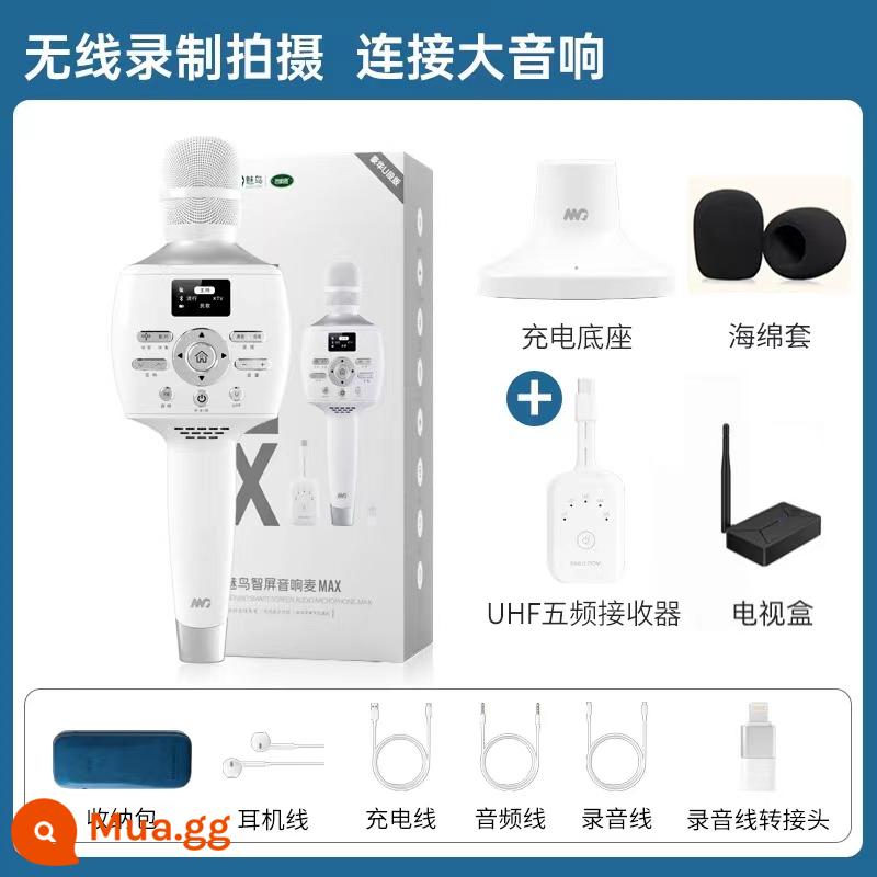 Charm chim micro âm thanh tích hợp micro PLUS bluetooth không dây quốc gia K hát live chuyên dụng ngoài trời gia đình ktv - MAX phiên bản cao cấp phân khúc chữ U + đế sạc + hộp karaoke tivi + quà tặng sang trọng