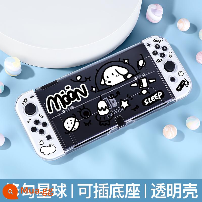 Vỏ bảo vệ Switcholed của Nintendo Công tắc đế có thể cắm được Vỏ tay cầm OLED Phụ kiện máy trò chơi OLED Phụ kiện NS pha lê trong suốt Vỏ silicon mềm Túi đựng vỏ cứng hai mảnh Bộ đầy đủ - Vỏ bảo vệ OLED trong suốt mới [Sửa chữa hành tinh móc ✦ Tay cầm mềm] Đi kèm nắp + màng √ Bao gồm bù màu vàng