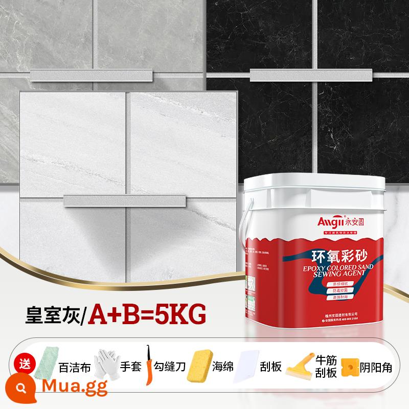 Epoxy gốc nước màu cát làm đẹp liên doanh đại lý bột phòng gạch lát sàn sưởi ấm sàn đặc biệt chống thấm nước chống nấm mốc mờ mối nối keo keo - [Royal Grey 5kg] Công thức thân thiện với môi trường Không chứa Formaldehyde