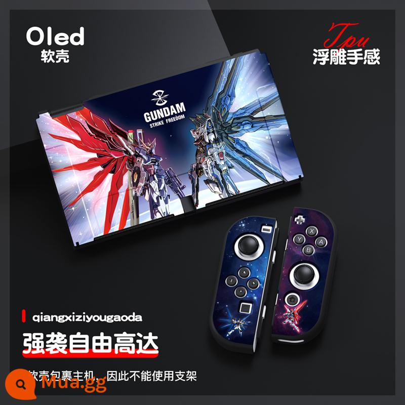 60 Công tắc tùy chọn OLED Protect Sleeve Soft Shell Silicone Anime Chủ đề NS Bộ bảo vệ bộ đặc biệt - OLED màu xanh(StrikeGundam)