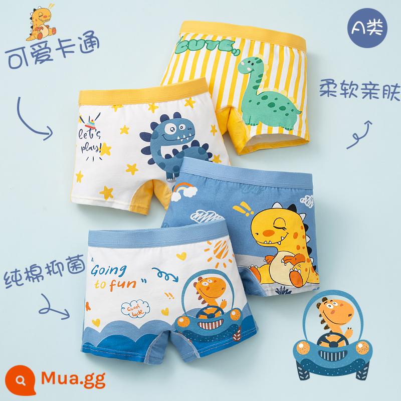 Quần lót trẻ em quần đùi cotton nam 13 bé trai 15 tuổi trung niên trở lên bé trai tuổi teen quần đùi cotton quần đùi cotton - Loạt khủng long (gói bốn)