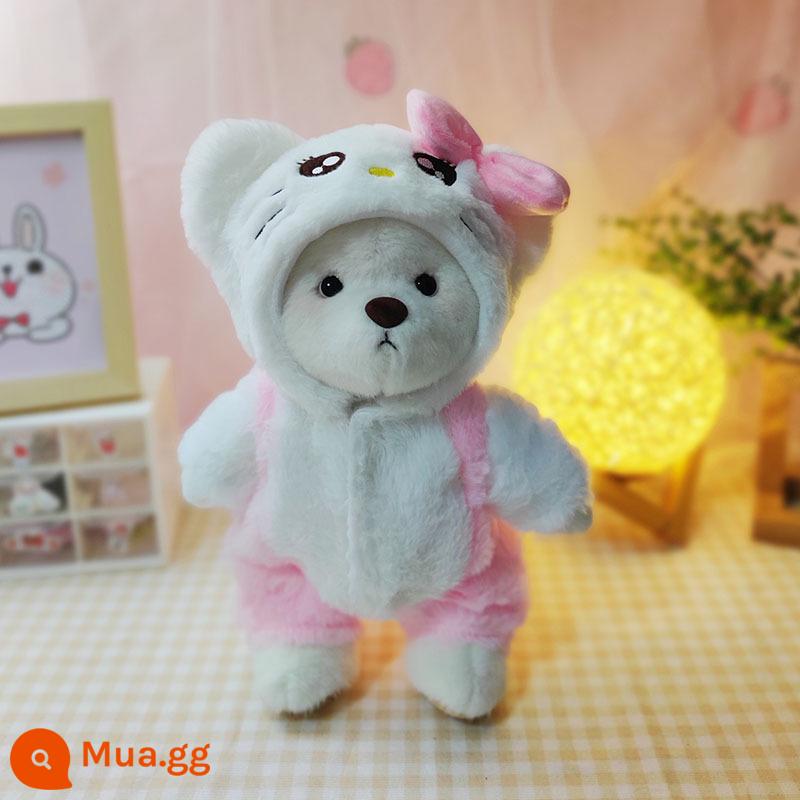 Kích thước trung bình gấu Lena quần áo gấu búp bê sang trọng quần áo búp bê 30cm gấu bông màu hồng sang trọng áo liền quần nữ - Bộ áo liền quần mèo hồng phiên bản sạch không có gấu