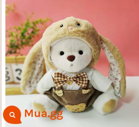 Kích thước trung bình gấu Lena quần áo gấu búp bê sang trọng quần áo búp bê 30cm gấu bông màu hồng sang trọng áo liền quần nữ - Bộ đồ thỏ con màu nâu thắt nơ không kèm gấu