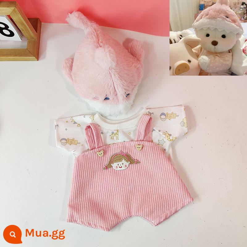 Kích thước trung bình gấu Lena quần áo gấu búp bê sang trọng quần áo búp bê 30cm gấu bông màu hồng sang trọng áo liền quần nữ - Bộ ba món mũ cá mập hồng (Không bao gồm gấu)