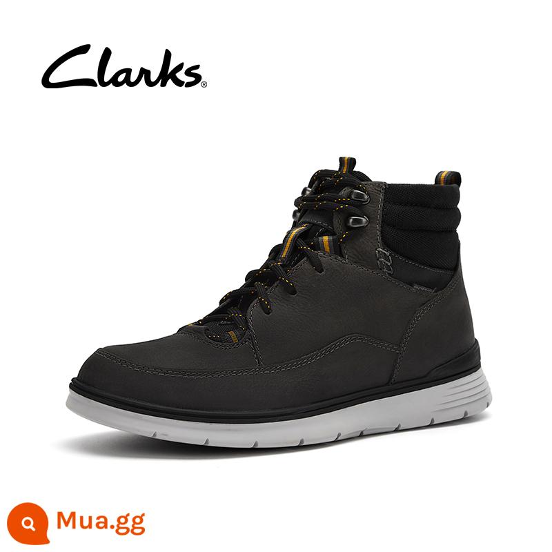 Giày nam Clarks Qile mùa thu đông cổ điển giày cao cổ ấm hợp thời trang đi bộ đường dài ngoài trời Giày bốt Martin - xám