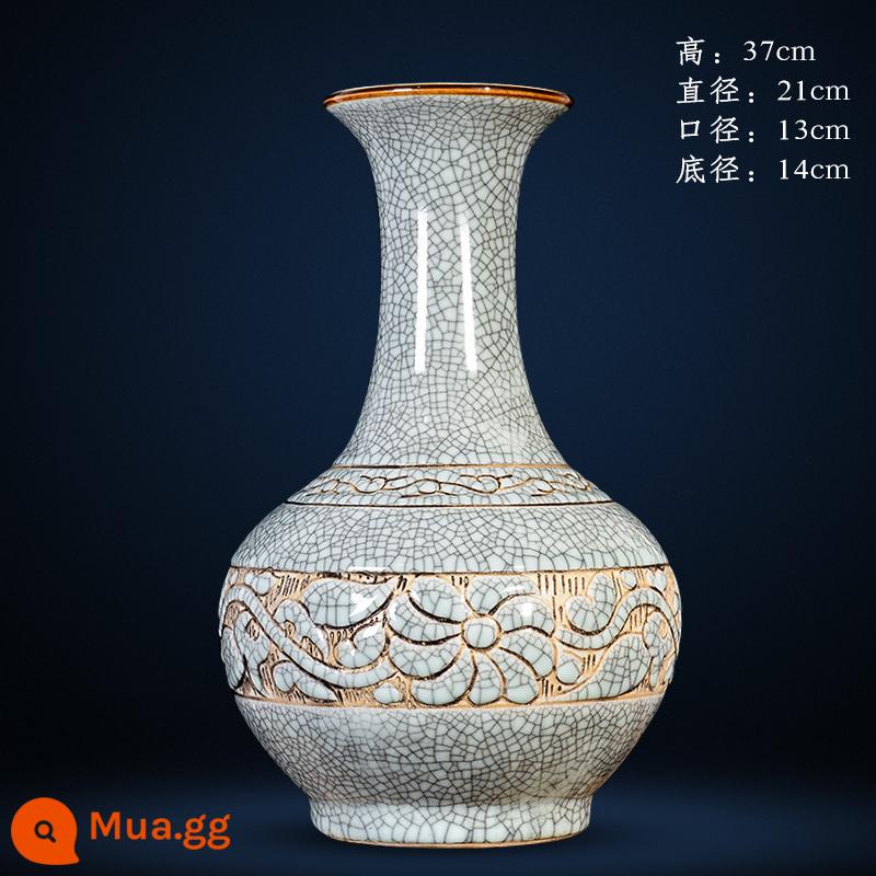 Jingdezhen Bình gốm cổ chính thức Lò nung phong cách Trung Quốc Nhà lớn Bình sứ màu xanh và trắng Trang trí tủ TV phòng khách - Chai đánh giá cao được chạm khắc bằng lò nung chính thức kiểu cổ điển có đế [đảm bảo tính xác thực + giấy chứng nhận bộ sưu tập + cốc thùng gà]