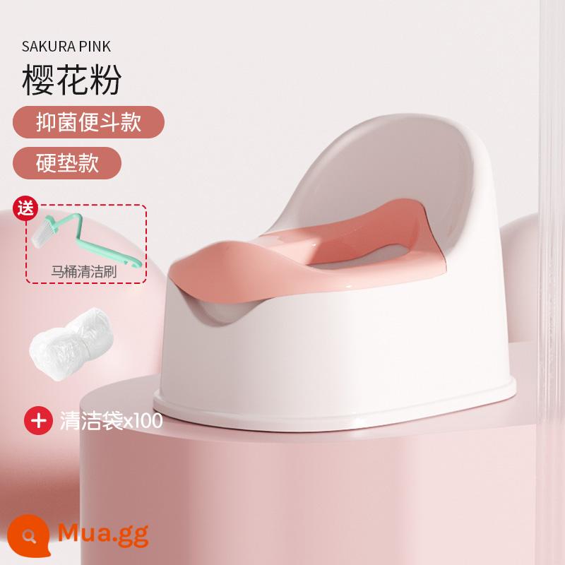 Bồn cầu trẻ em toilet bé trai bô nữ xô đựng nước tiểu trẻ sơ sinh đào tạo đặc biệt toilet hộ gia đình nước tiểu phân - Bột Sakura ✨ kiểu vệ sinh kháng khuẩn ✨ miếng lót cứng + 100 túi vệ sinh [cộng với bàn chải vệ sinh]