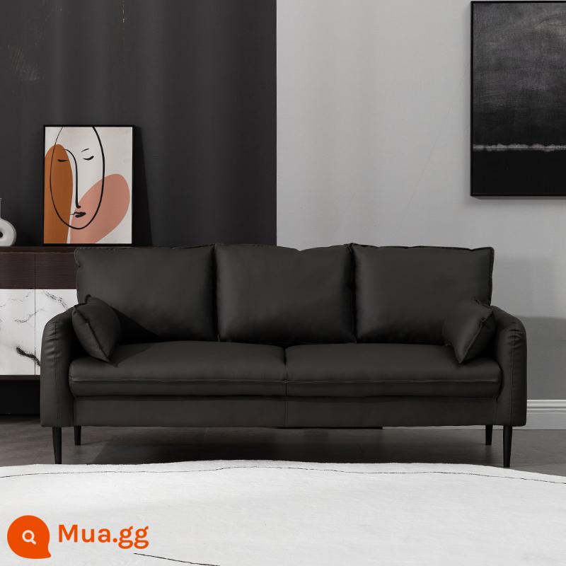 Bắc Âu căn hộ nhỏ công nghệ vải sofa nhỏ đôi ba người phòng khách ánh sáng sang trọng đơn giản giặt miễn phí cửa hàng quần áo căn hộ internet người nổi tiếng - Da 553-3PU xám đen (tặng gối)