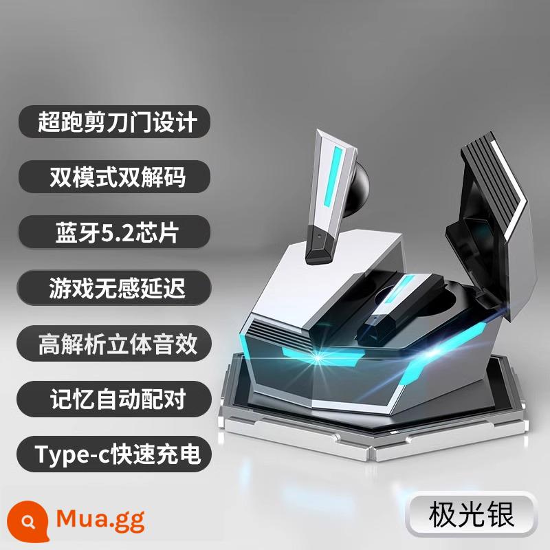 【Mới năm 2022】 Tai nghe Bluetooth chơi game không dây thực sự, thể thao điện tử cao cấp, thời lượng pin cực dài, âm thanh chất lượng cao phù hợp với Quỷ đỏ Black Shark không chậm trễ, thời lượng pin cực dài, chất lượng âm thanh HIFL giảm tiếng ồn thông minh - Thép titan bạc [thiết kế cửa cắt kéo + độ trễ thấp + Giảm tiếng ồn thông minh ANC + thời lượng pin siêu dài 24H]