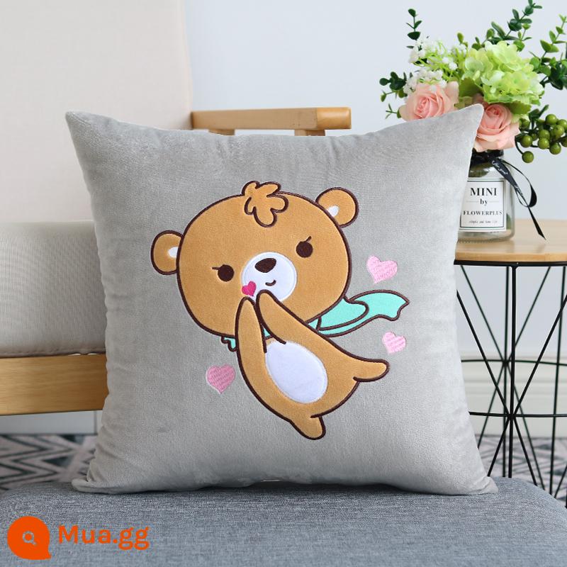 Hoạt Hình Dễ Thương Gối Sofa Đệm Giường Văn Phòng Tựa Lưng Ô Tô Gối Vuông Gối Không Lõi - Gấu Bixin